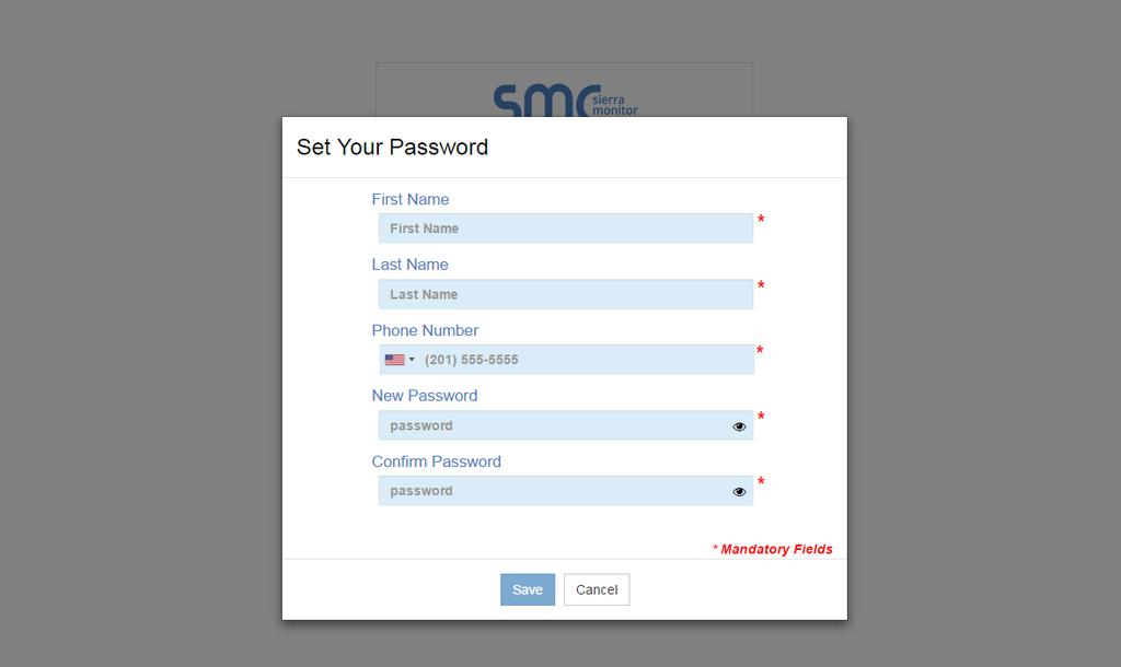 Click the Complete Registration button to go to the SMC Cloud webpage and set up user details.