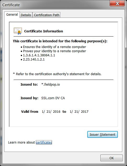 Examine the certificate as needed.