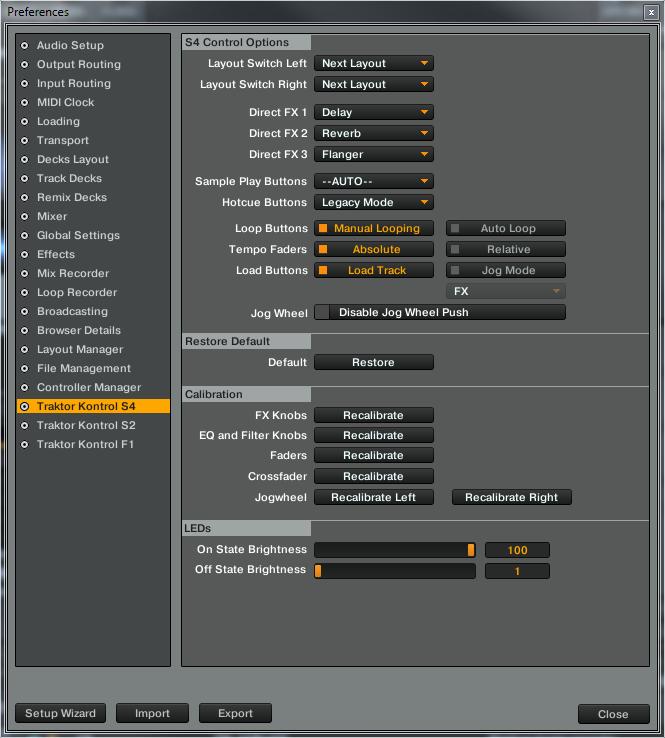 Customizing TRAKTOR KONTROL S4 Settings and Preferences for the S4 Control Elements For a detailed description of all settings available in the Preferences window, please refer to the TRAKTOR 2