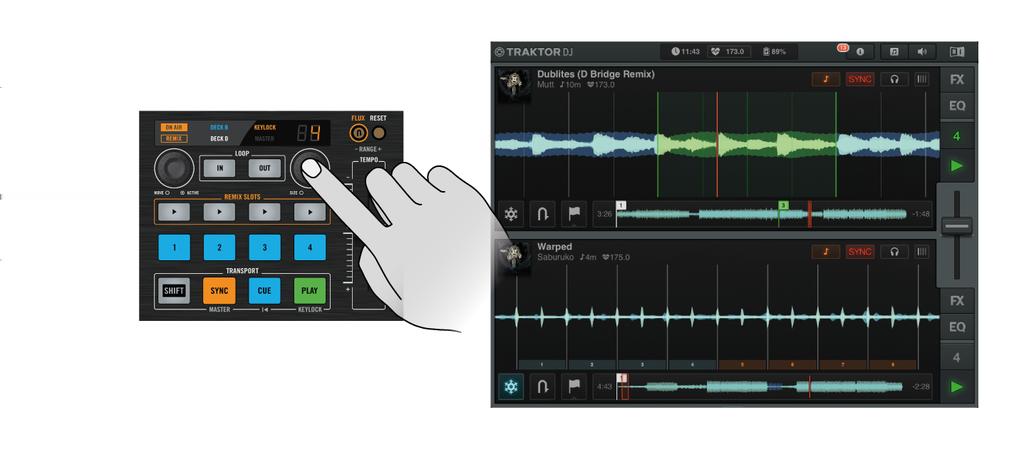 Using the S4 with TRAKTOR DJ Using the Transport Section 5.2.