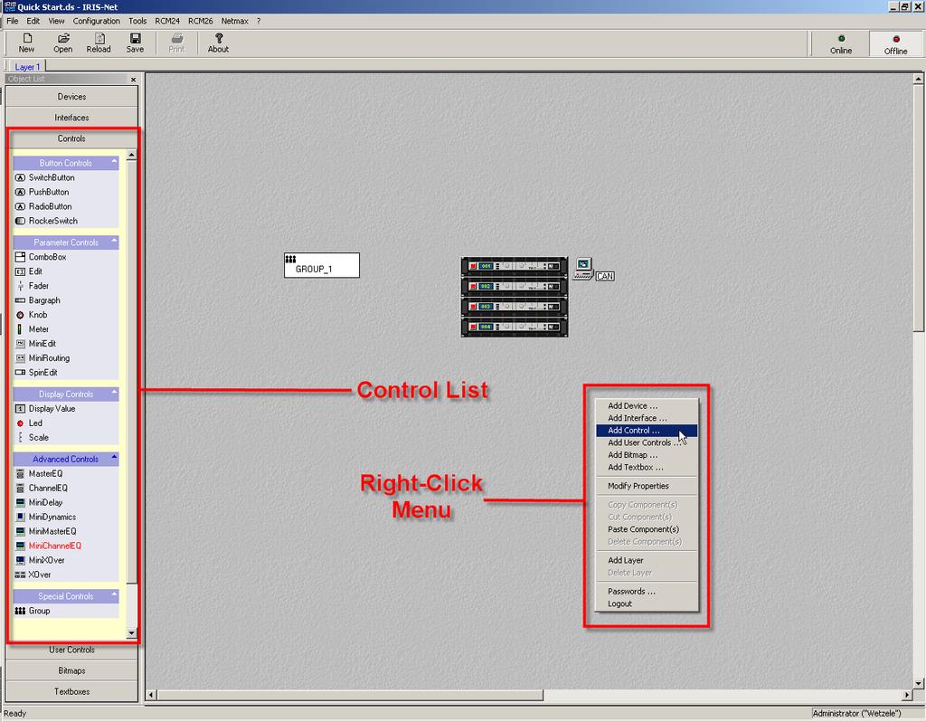 elements that make up the User Control will be connected at once. You are able to create your own cluster of Controls and save the cluster as a User Control. 1.