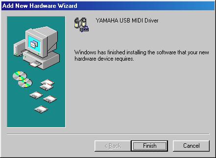 When the driver is located, YAMAHA USB MIDI Driver is displayed, as shown below. 7 Click Next. Note: You may be prompted to insert your Windows CD-ROM.