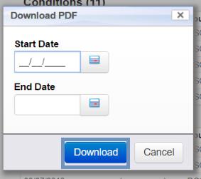 specify a date range to download.