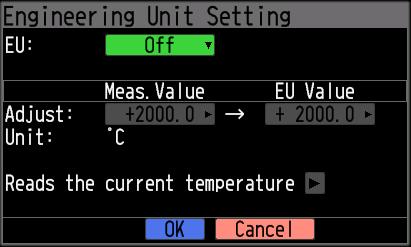 (2) Dec pt Set the decimal point position for an EU value. (3) Meas. Value (Upper/Lower) Set the upper and lower limits of values to be converted.