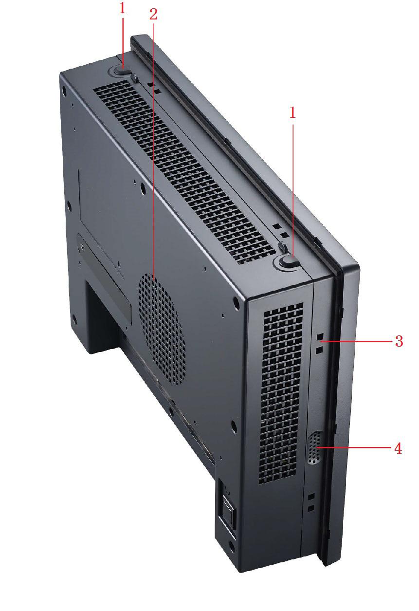 Chapter 2 System Setup Figure 2.2 Side View of Panel PC 1. Antenna hole 2.
