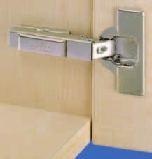 Intermat 9943 110 Opening Angle Concealed hinge with snap-on assembly, integrated door overlay and eccentric depth adjustment.