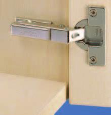Ecomat 9843 110 Opening Angle Concealed hinges, snap-on assembly, integrated door overlay and depth adjustment.