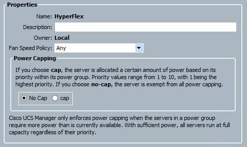 The following figure details the Power Control Policy configured by the HyperFlex installer: Figure 43 Cisco UCS Power Control Policy Scrub Policies Cisco UCS Scrub Policies are used to scrub, or