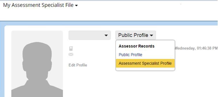 Click the dropdown and select Assessor Profile.
