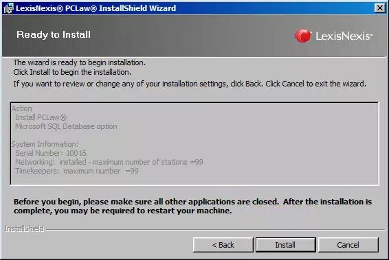 13. Click Install. The Installer will create the new Book. 14. Once the installation is complete, the Initialize Data window opens. 15.
