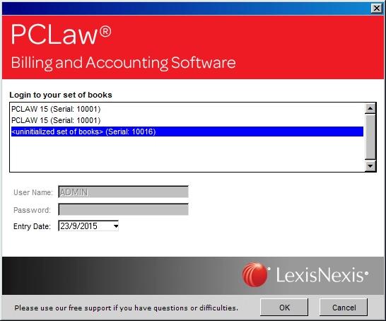 Initialize PCLaw data NOTE If you did not initialize the data after completing the PCLaw installation, or if you