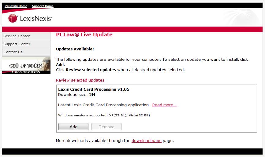 The web based update engine checks your currently installed version of PCLaw and displays available updates NOTE Your browser may need to install an Active X control to allow the update engine to