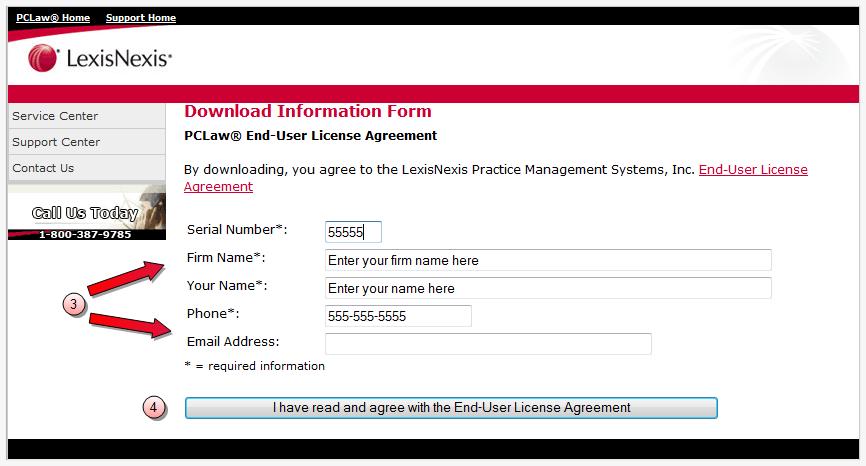 com/techpage, the PCLaw download page. 2. Select PCLaw Version XX.X (where XX.X equals the latest version) from the drop-down list and click Go. The LexisNexis PCLaw Software License Agreement page.