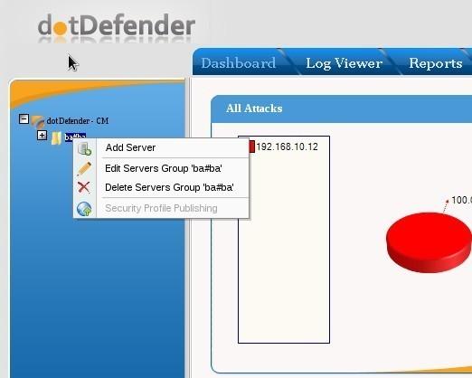 4.2 Adding web servers to CM In order to add web servers with dotdefender to CM, perform the following steps: 1.