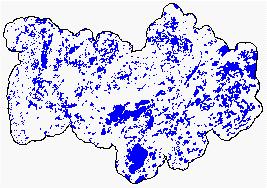 You have a polygon shapefile that displays the cities, towns, and townships with population information in the feature attribute table and a polygon shapefile that shows wetlands and