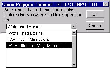 An Example UNION Step 1 - Press the UNION Button Step 2 - Select the Union Theme UNION Button Once you have the themes of interest on the View press the UNION button on