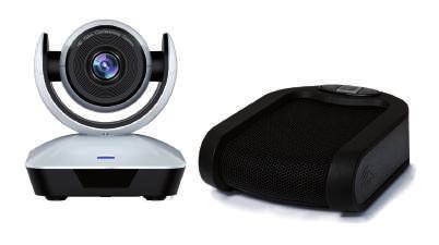 Logitech C930e webcam and Phoenix Audio Duet speakerphone provide high-quality and comfortable communication.