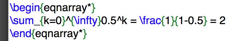Math in text Equation array Math in text Equation referencing While math inside text is nice, sometimes the equations are