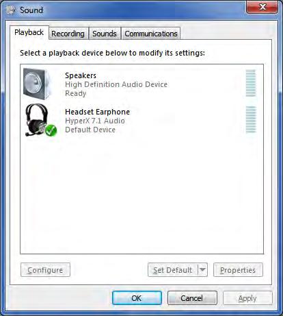 1 Audio is not currently the default audio device, right-click on the option and
