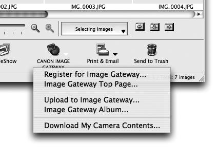 Use CANON image GATEWAY with the Supplied Software You can upload images to online albums or download My Camera Settings