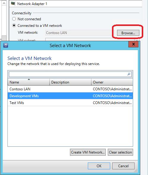 Under Connectivity, next to Connected to a VM network click Browse. 9.