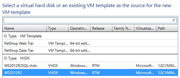 6. In the Select VM Template Source window,