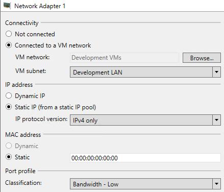 15. In the Network Adapter 1 details pane, under Connectivity, click Connect to a VM network, and click Browse. 16.