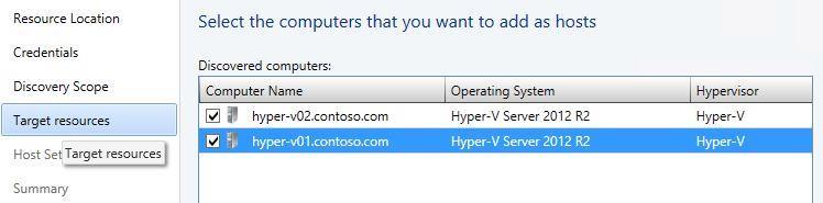HYPER-V02 on separate lines, in the Computer names box.