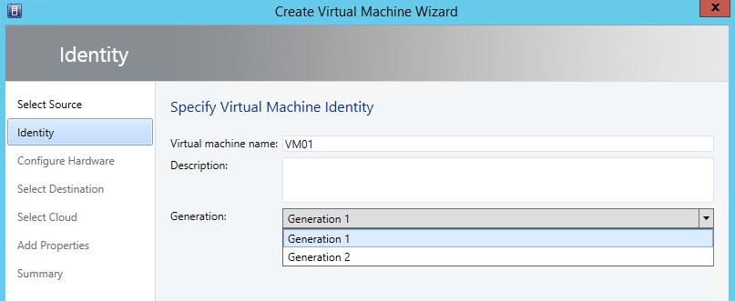 4. On the Select Source page, select Create the new virtual machine with a blank virtual hard disk, and then click Next. 5.