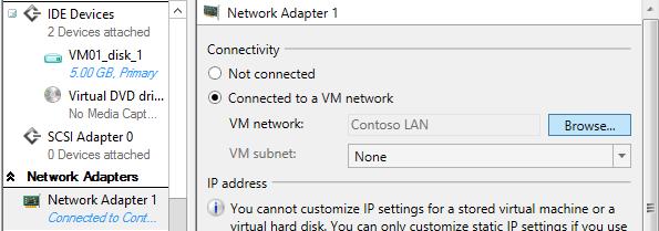 On the Configure Hardware page, scroll down in the navigation pane and select Network Adapter 1 under Network Adapters.