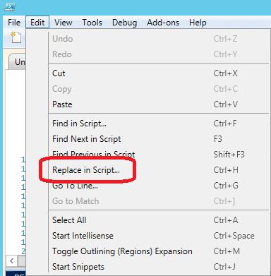 4. Select Edit Replace in Script. 5.