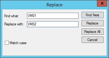 Replace with field, type VM02, and then click