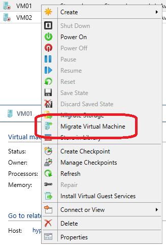 Exercise 6.2: Test a VM Migration In this exercise VMM will perform a migration.