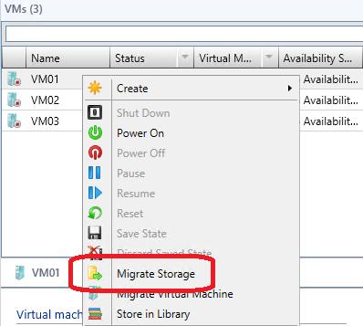 ) from one location to another. Storage Migration helps with SAN management and maintenance. Estimated time to complete: 5 minutes Perform the following on SCVMM01 1.