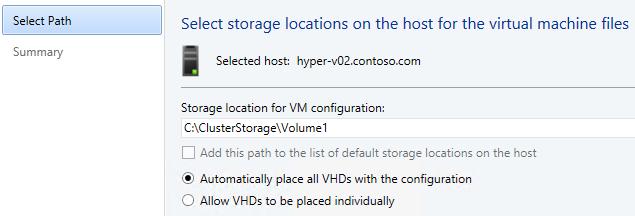 0 based storage to iscsi SAN storage. 7. On the Select Path page, ensure that Automatically Place all VHDs with the configuration is selected, and then click Next. 8.