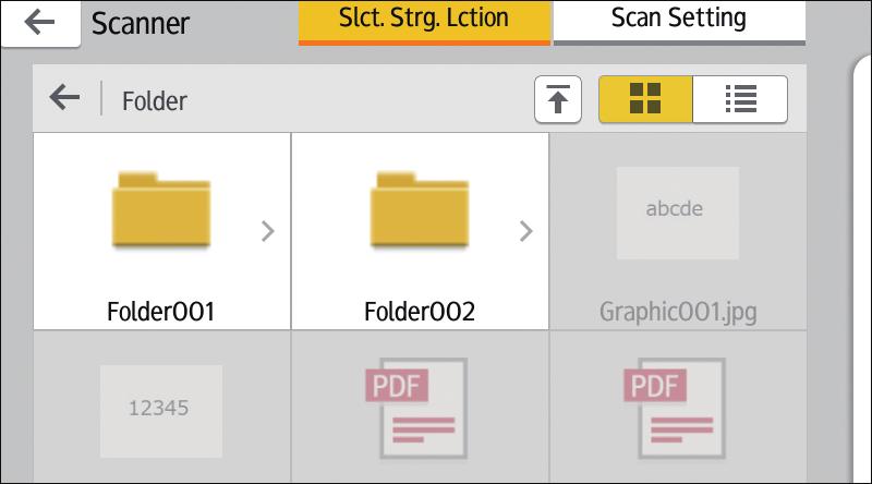 5. Print Saving the scanned data in a memory storage device 1. Press [Home] ( ) at the bottom of the screen in the center. 2. Press the [Print/Scan(Memory Storage Device)] icon. 3.