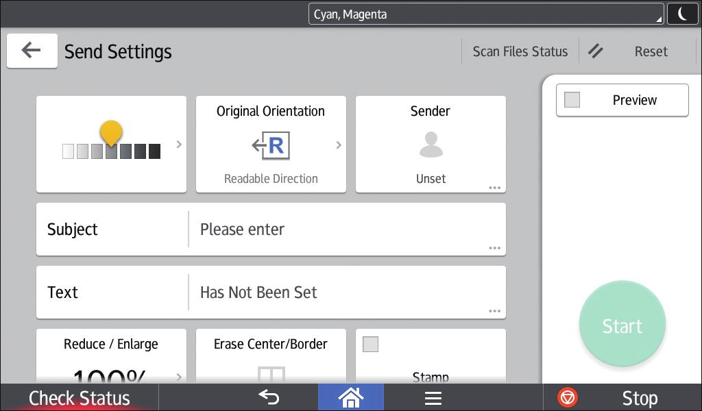 mode. 2 Press to select a file type. 3 Press to select the resolution to scan the original.