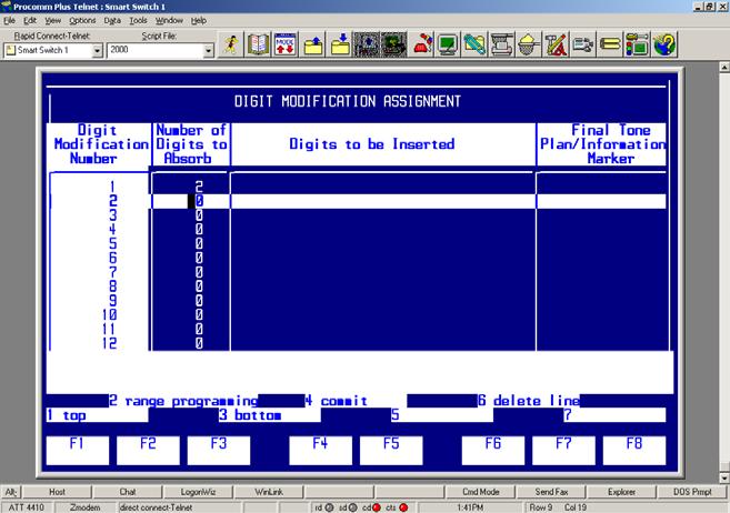 Mitel SX-2000 Lightware Step 2: In the ARS menu, select Digital Modification Assignment and press [ESC] then