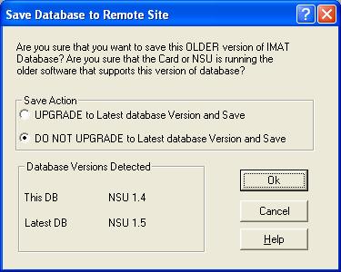 Note: If a dialog box appears stating Are you sure you want to save this OLDER version of IMAT Database?
