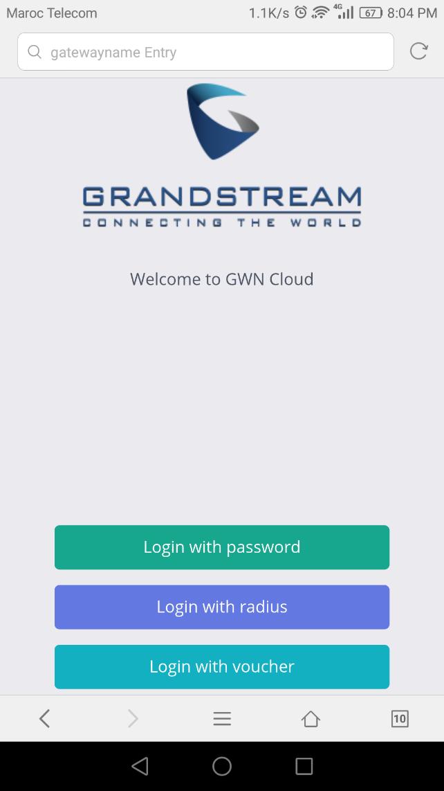 Figure 54: Portal Splash Page Voucher Voucher feature will allow clients to have internet access for a limited duration using a code that is randomly generated from GWN.Cloud controller.