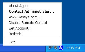 VSA users prevent anyone from remote controlling their machine by selecting Disable Remote Control when they right click the agent menu.