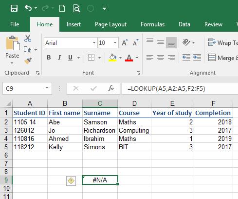 Code repositories What does the Error code #N/A in Excel imply? Why do we have #N/A in our diagram c) below?: 1 3 Fig.