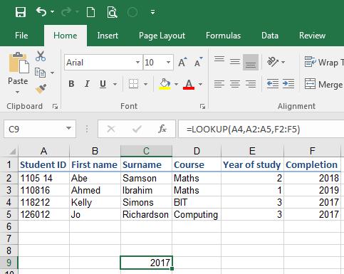 Excel Look-up Functions Now, select the appropriate cell for the