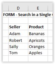 of the Seller, while result_vector: The entries in the right-column, (COLUMN E), represent the name of the associated Product.