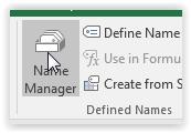Defined Names group, click on the Name Manager button The Name