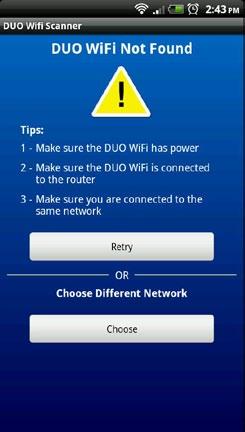 Problem: Cannot find nettalk DUO WiFi. If the DUO WiFi Scanner is unable to detect your nettalk DUO WiFi then you will be given two options. (Fig. 2.0) 1.