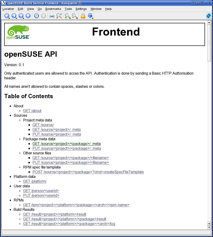 opensuse API Documentation