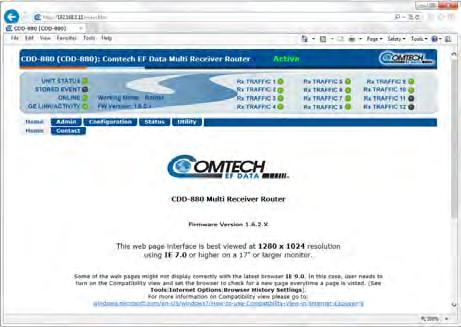 3 HTTP (Web Server) Interface A user-supplied Web browser allows the full monitoring and control (M&C) of the CDD-880 from its HTTP Interface.
