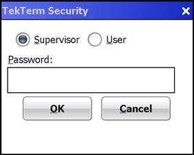 TekTerm Security 5-3 Access TekTerm Client Security Settings At the bottom of the TekTerm Client screen you can see one of these icons: Icon Icon Description TekTerm Client Security Status Security
