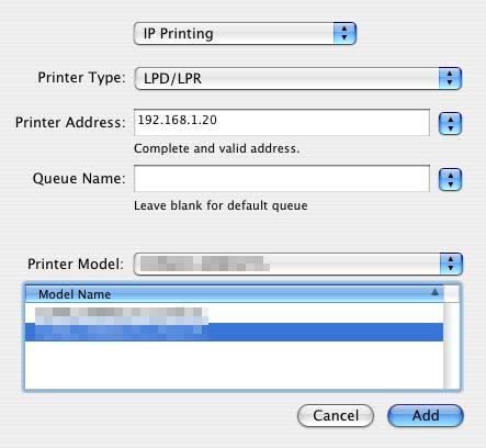 4.1 Using LPR connection 4 12 In [Printer Model:], select [KONICA MINOLTA], then click the driver of the